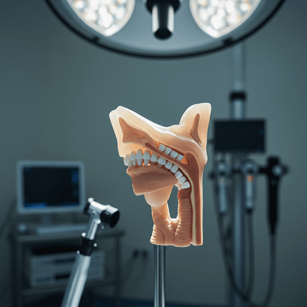 Anatomical airway model displaying difficult airway anatomy